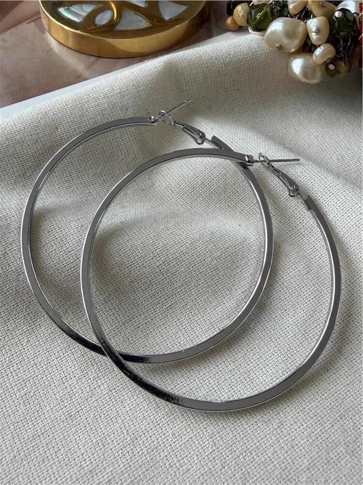 6 cm Silver Küt Halka Küpe