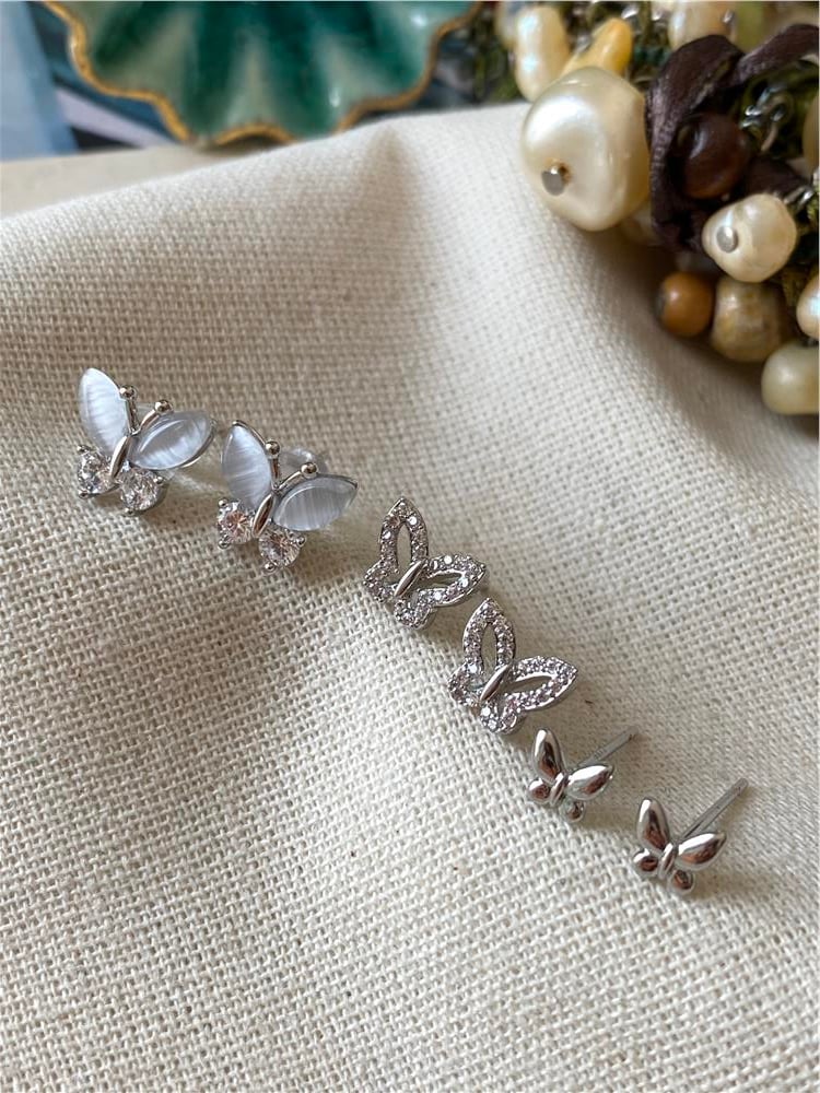 925 Silver Post Altılı Kelebekler Küpe