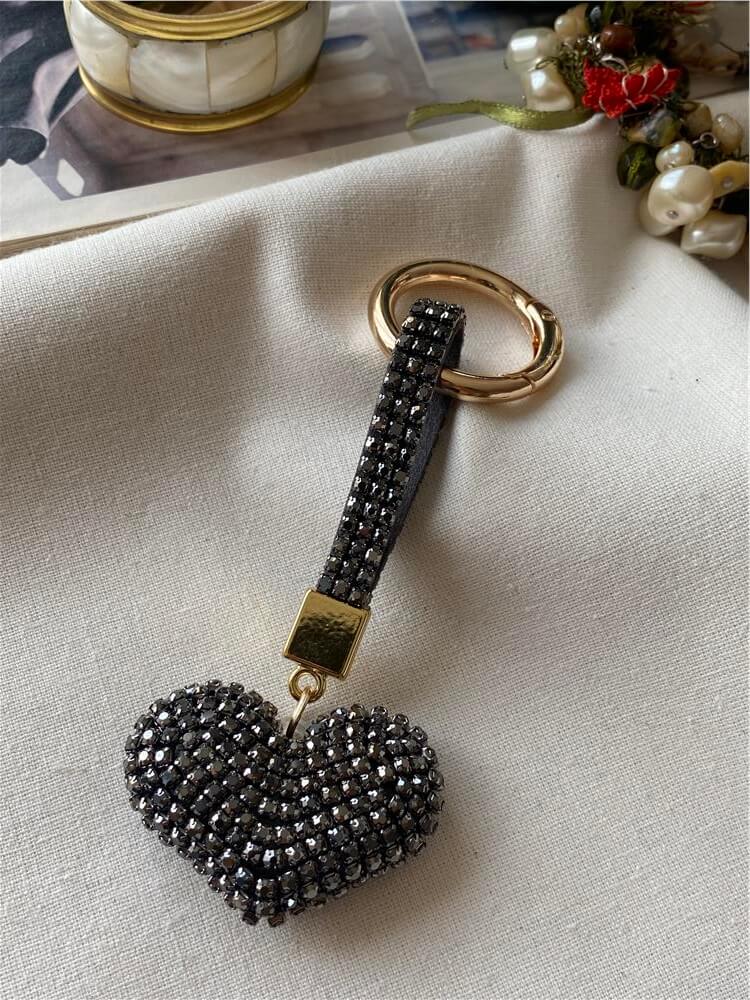 Antrasit Taşlı Cute Heart Anahtarlık