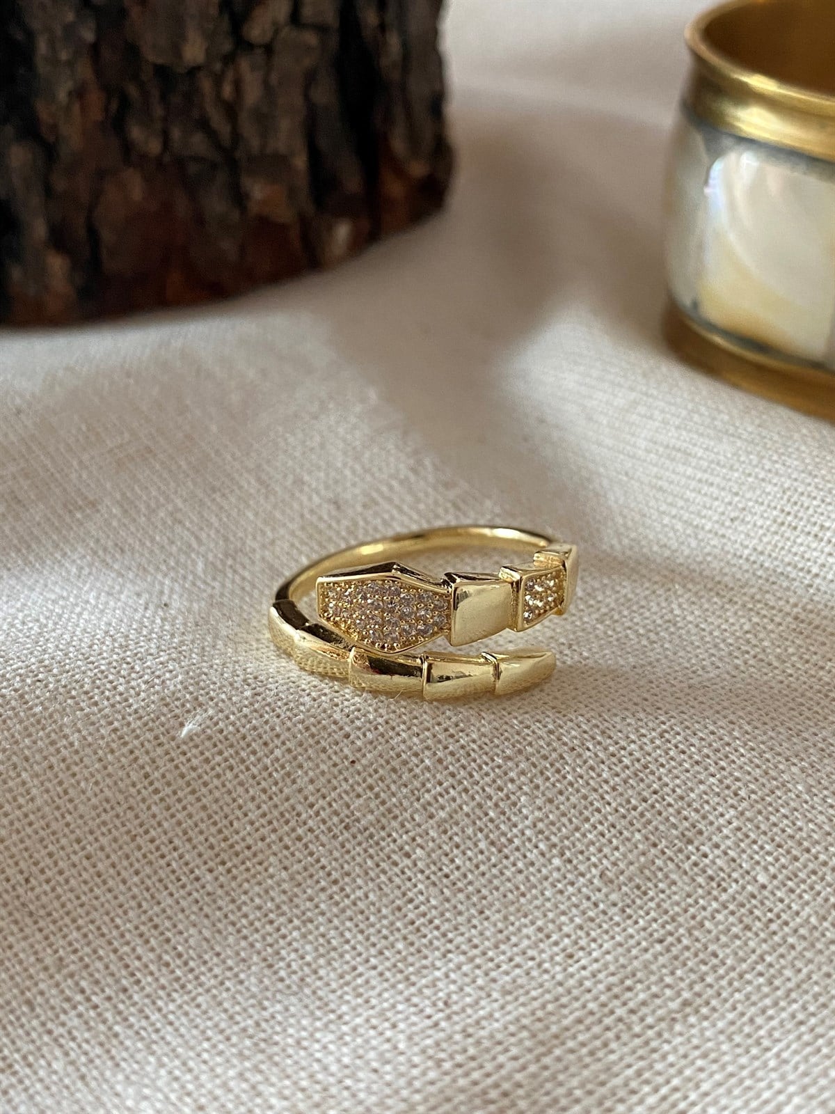 Adjustable Stone Snake Ring