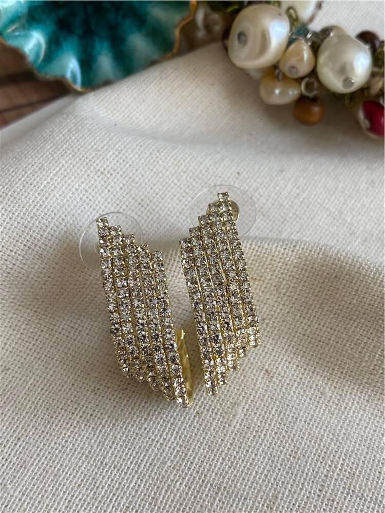 Beş Sıra Gold Suyolu Küpe