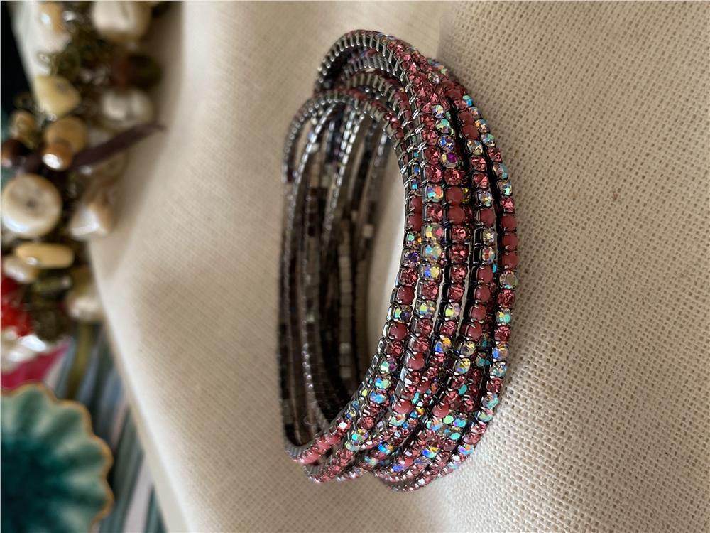 Black Pink Esnek Suyolu Bileklik