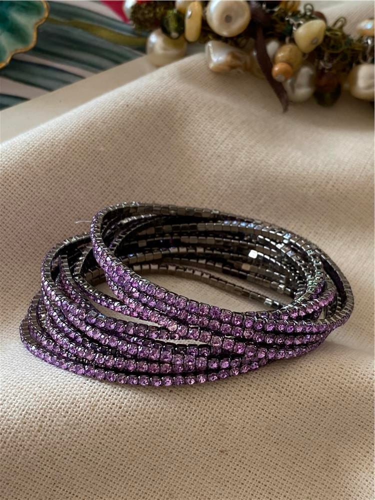 Black Purple Esnek Suyolu Bileklik