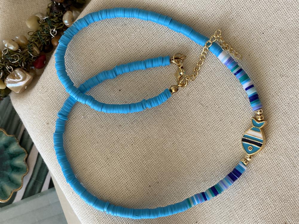 Blues Balık Fimo Kolye  