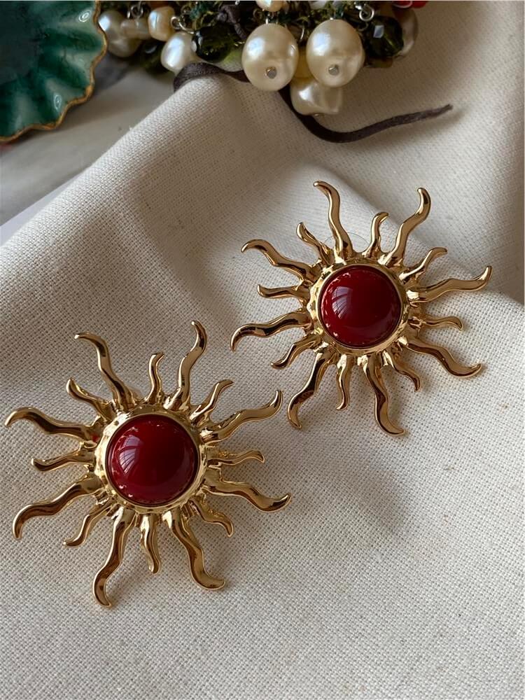 Bordo Güneş Küpe