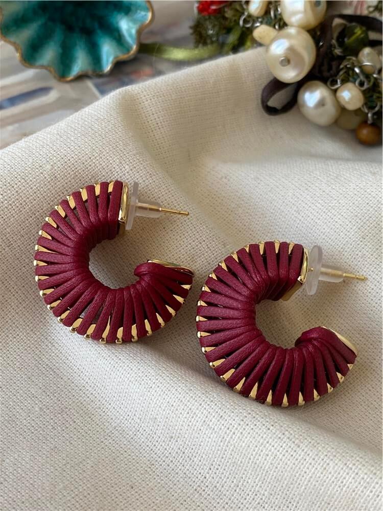 Bordo Örme C Model Küpe