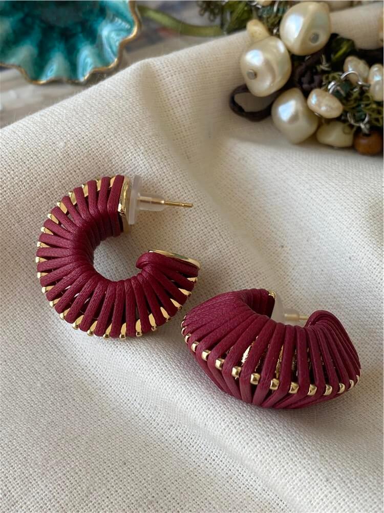 Bordo Örme C Model Küpe