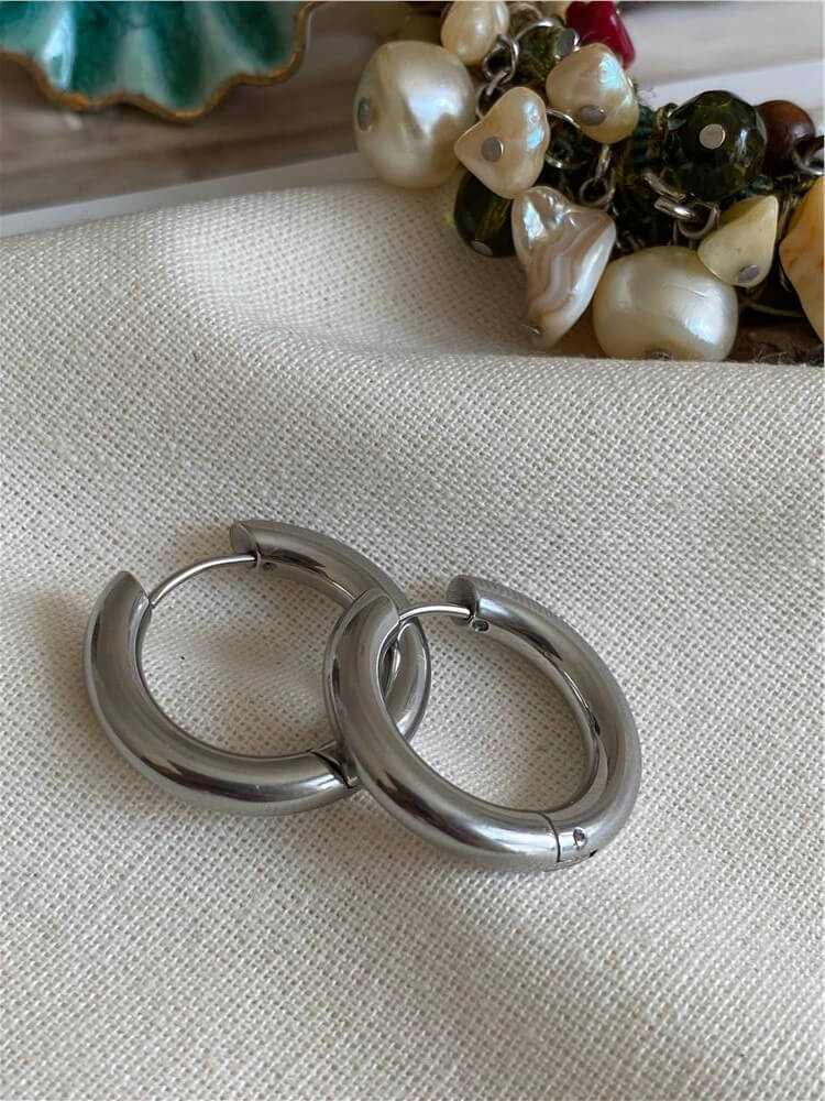 Çelik 2,5 cm Silver Boru Küpe