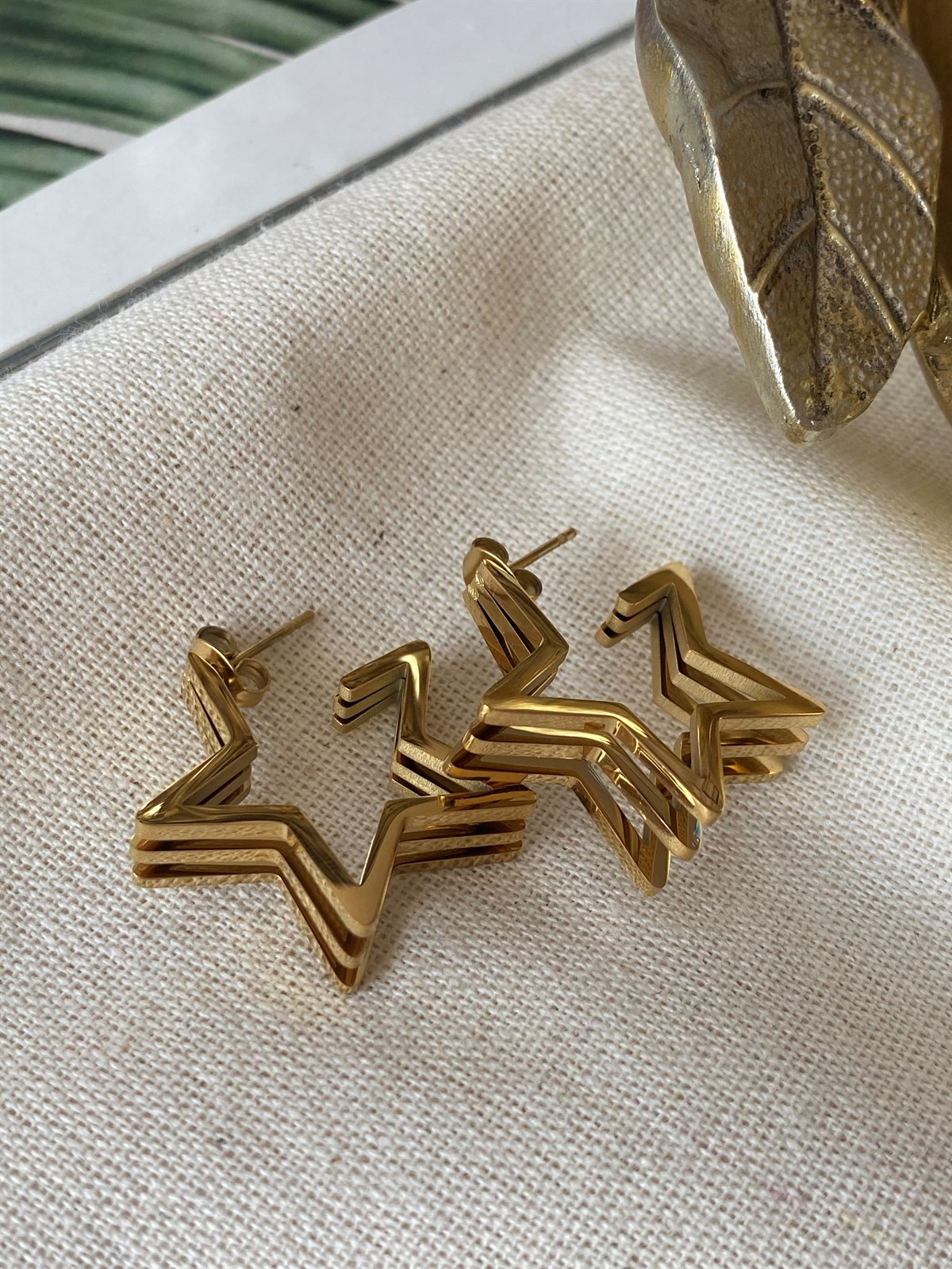 Çelik 3D Yıldız Küpe