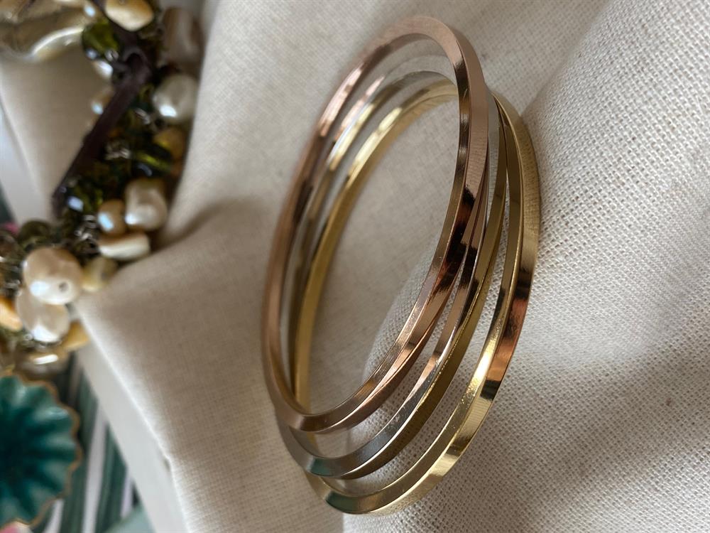 Çelik 3'lü Kalın Ajda Bilezik