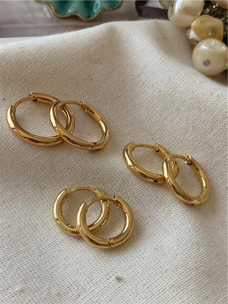 Çelik Altılı Gold Halka Küpe