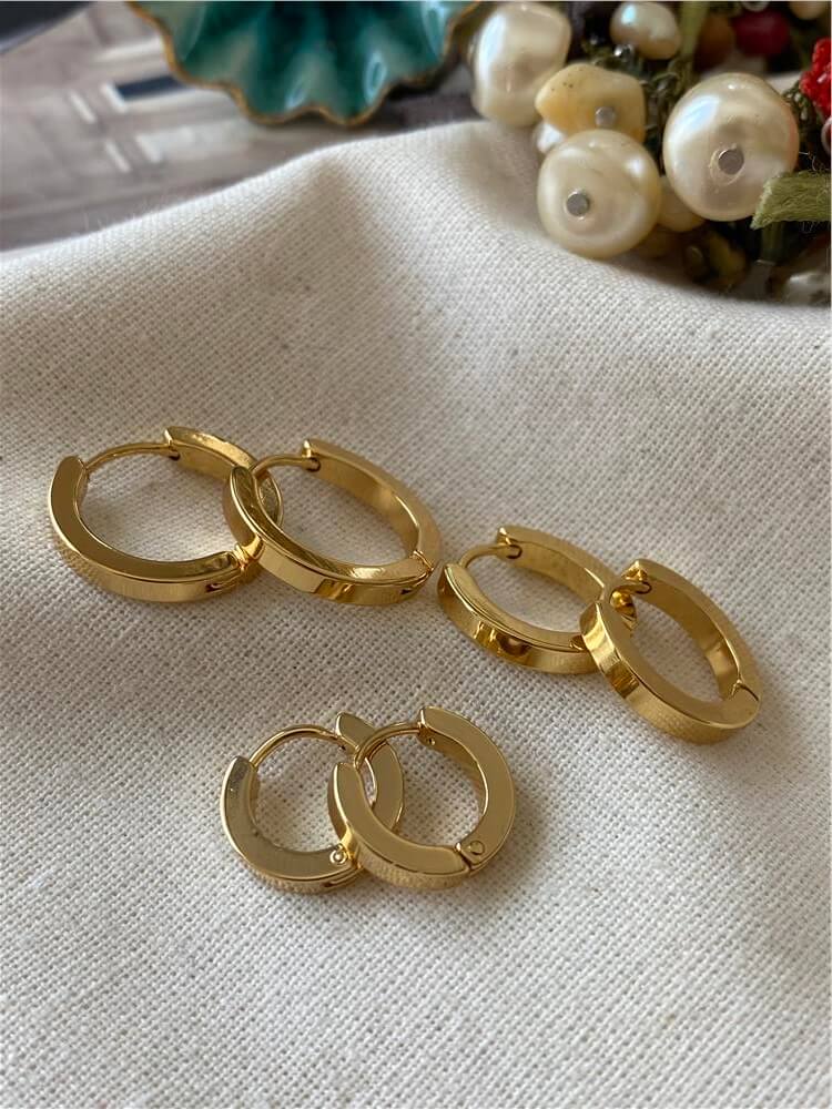 Çelik Altılı Gold Küt Halka Küpe