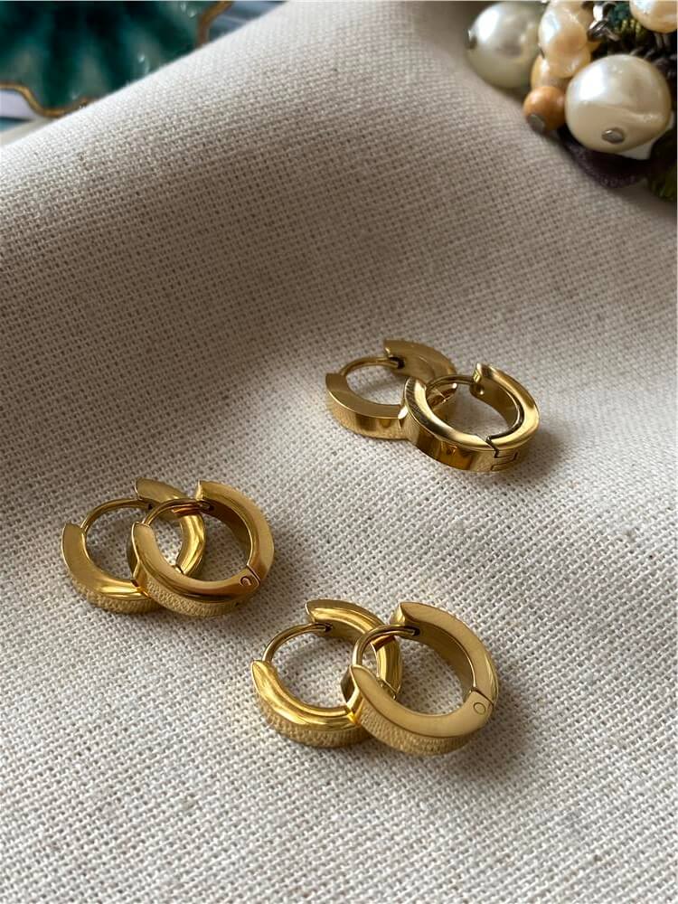 Çelik Altılı Kalın Halka Küpe