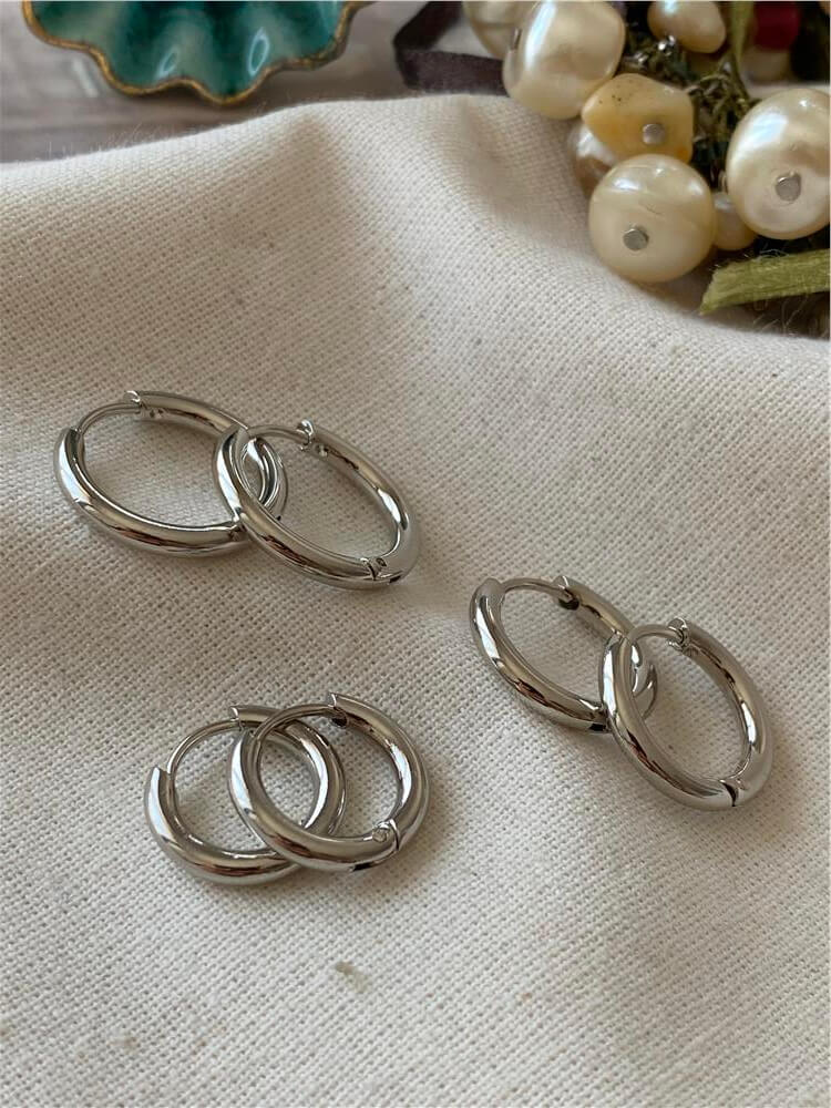 Çelik Altılı Silver Halka Küpe