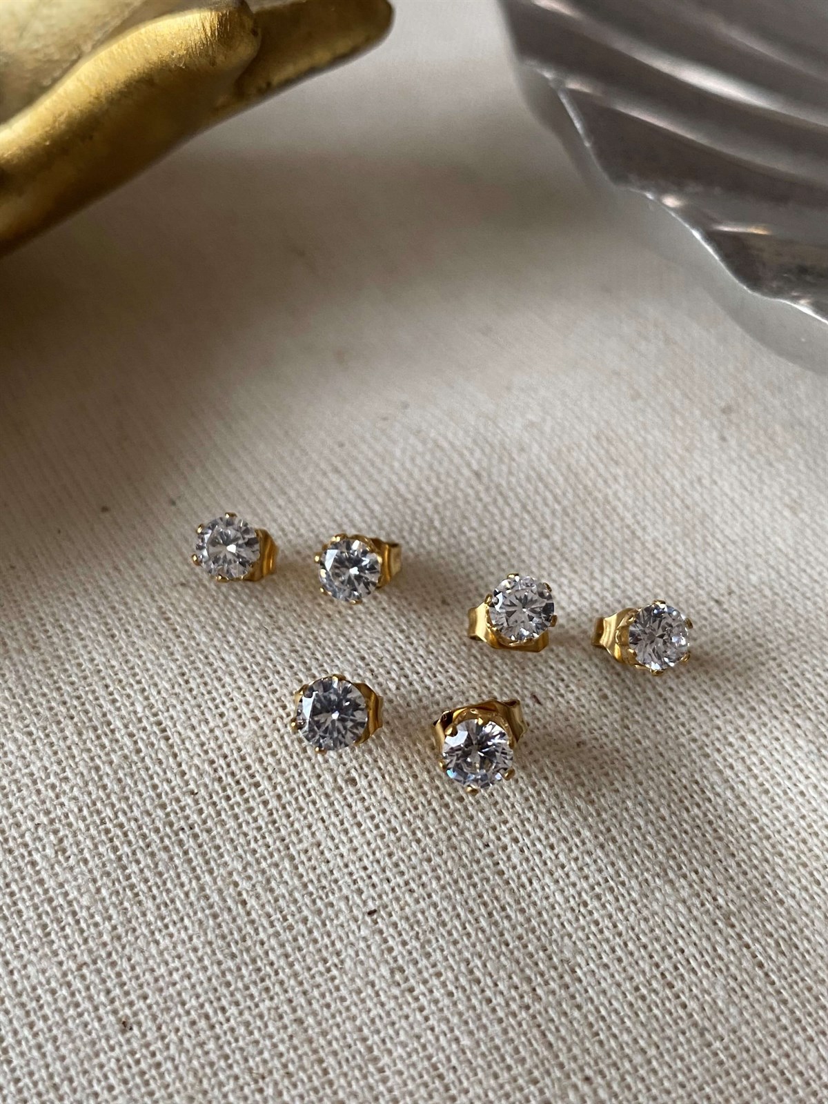 Steel Six Solitaire Earrings