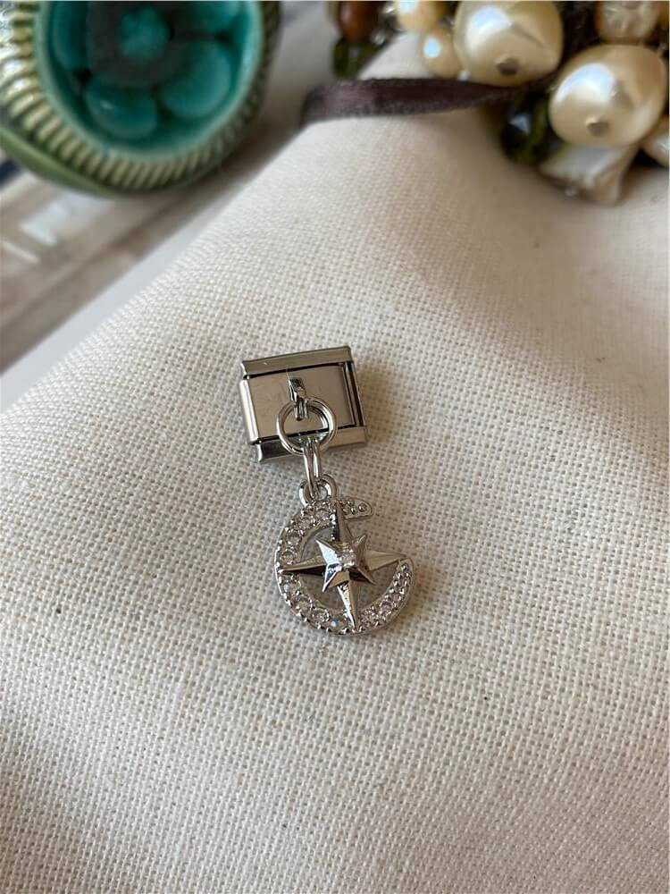 Çelik Ay ve Yıldız İtalyan Charm