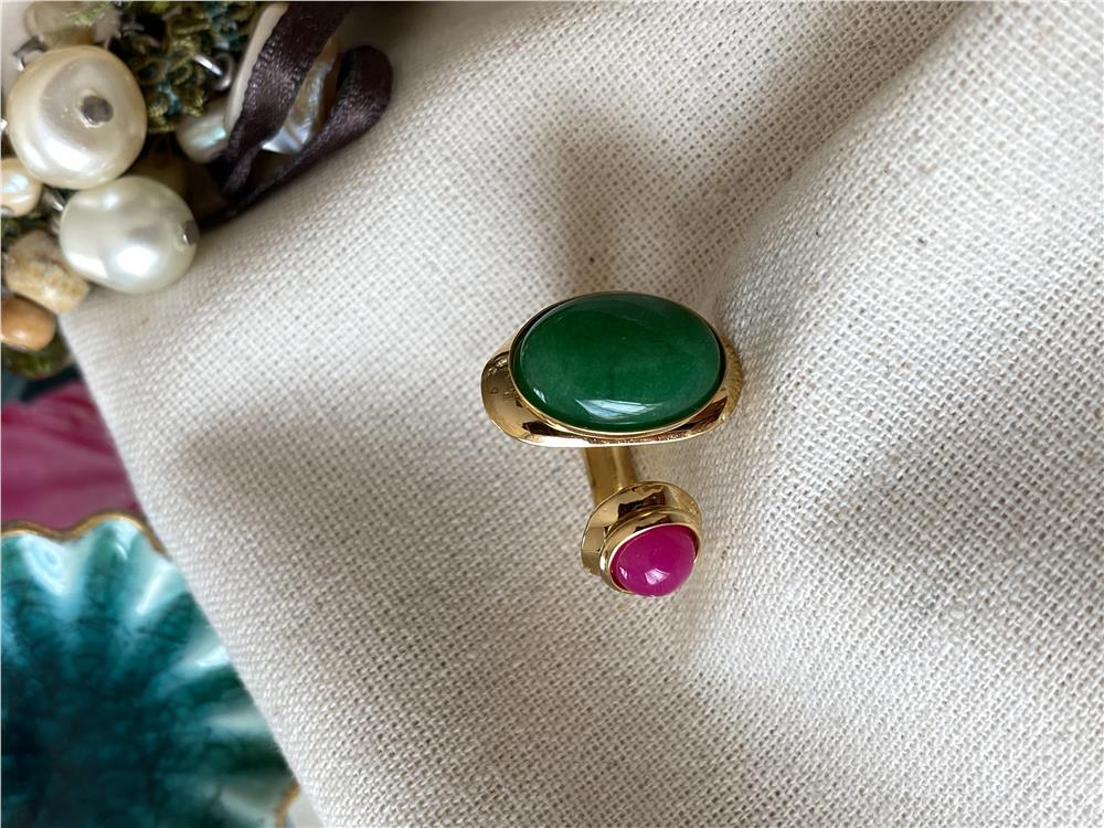 Çelik Ayarlanabilir Green&Pink Yüzük