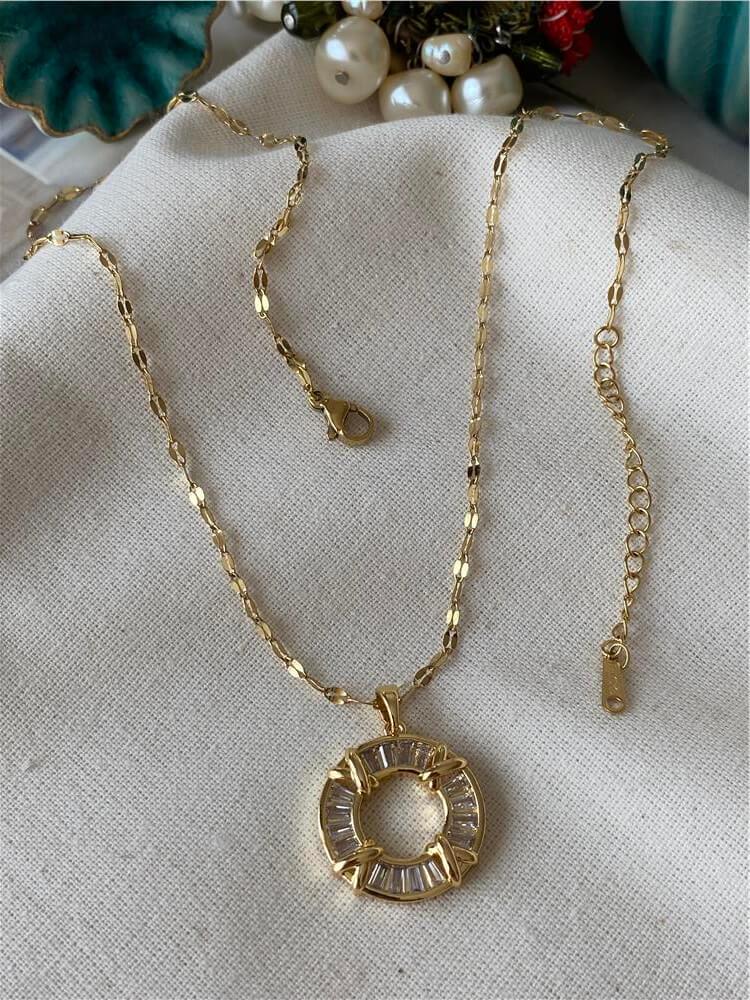 Çelik Baget Taşlı Ring Kolye