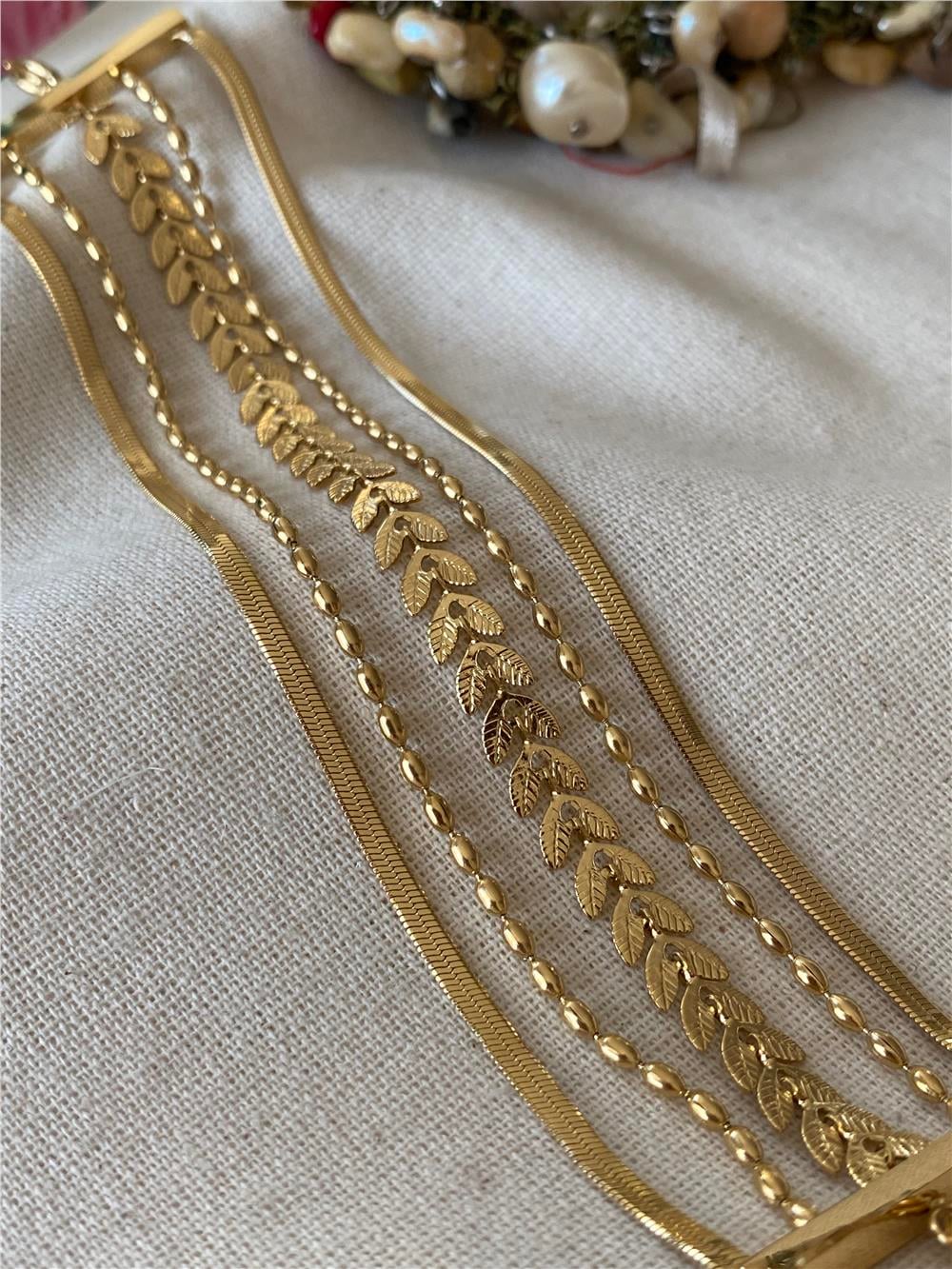 Çelik Beş Sıra Çelenk Bileklik