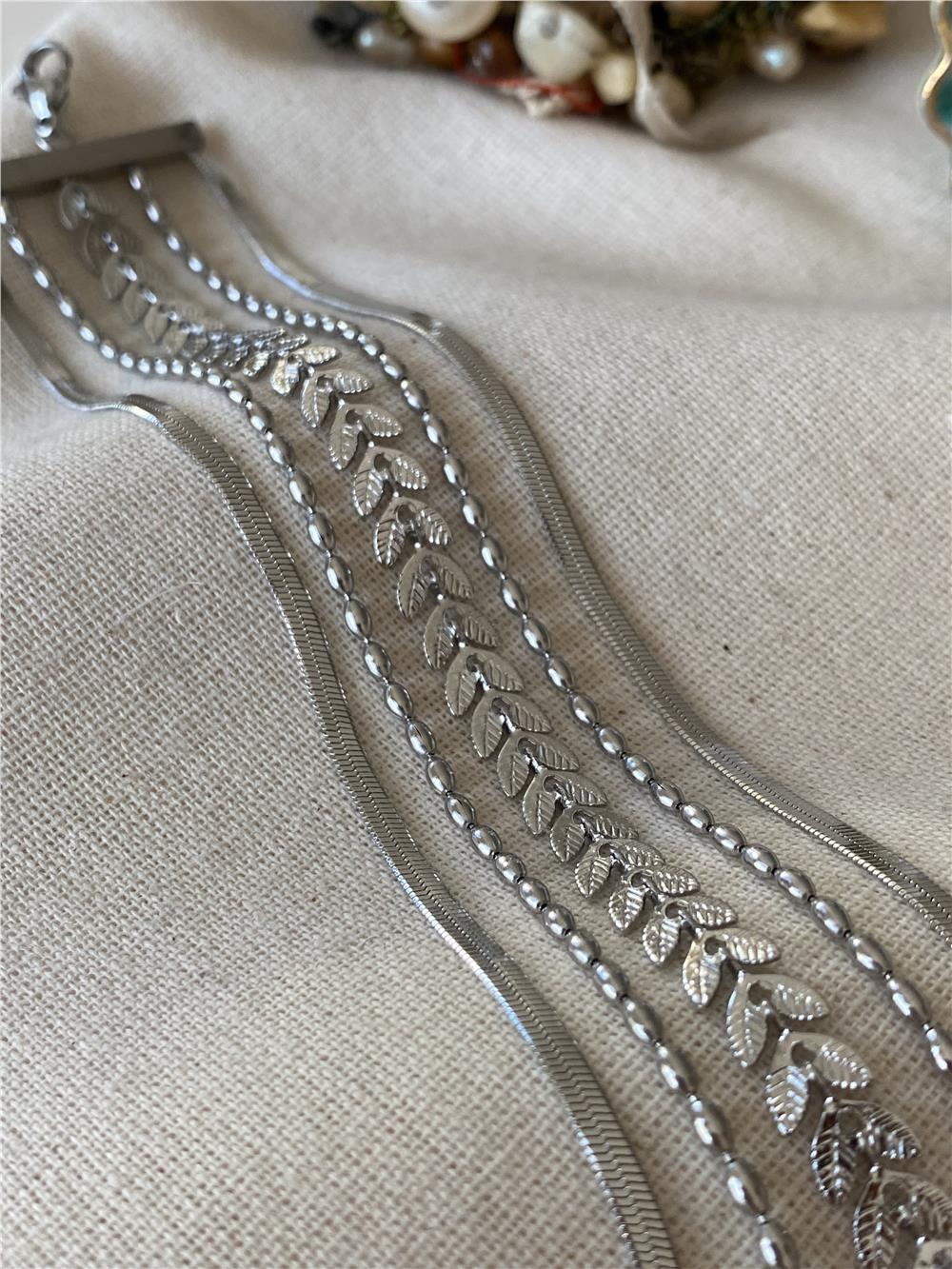 Çelik Beş Sıra Çelenk Bileklik