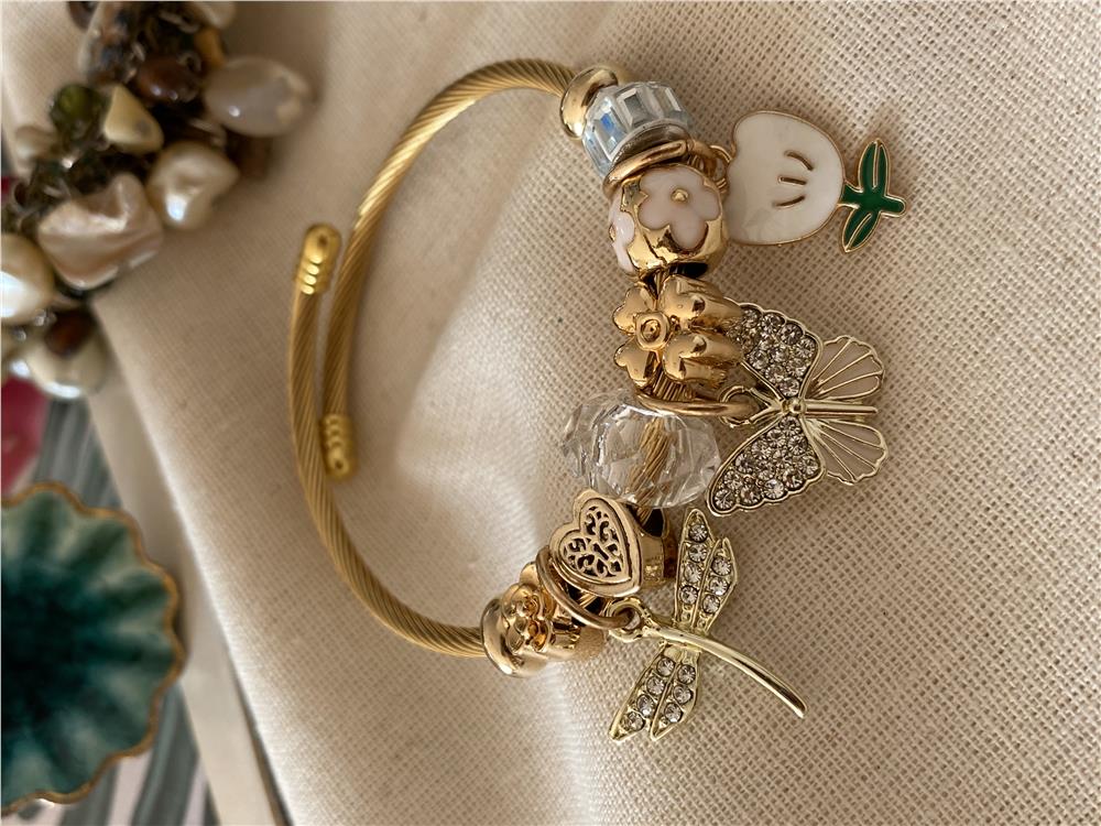 Çelik Beyaz Lale Charm Bileklik