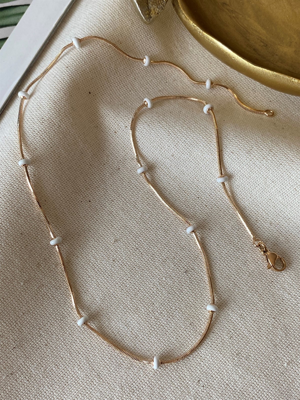 Çelik Beyaz Minelli Kolye