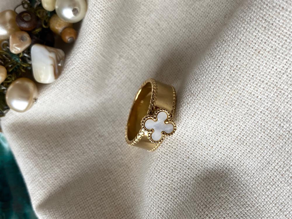 Çelik Beyaz Yonca Yüzük