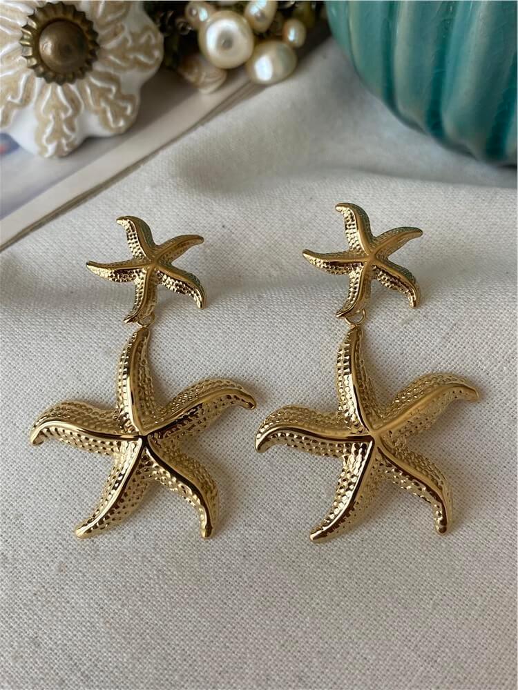 Çelik Çift Denizyıldızı Küpe