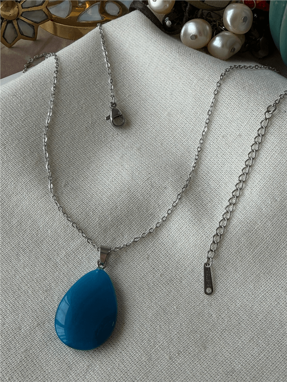 Çelik Damla Model Akik Kolye