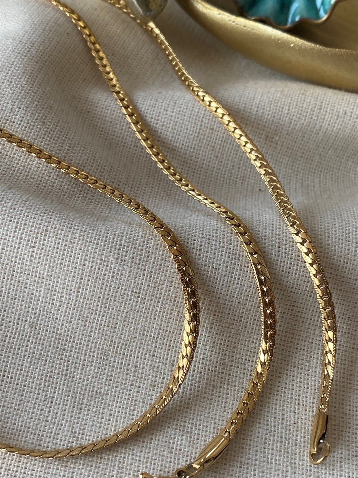 Steel Patterned Flat Knitted Chain 65 cm
