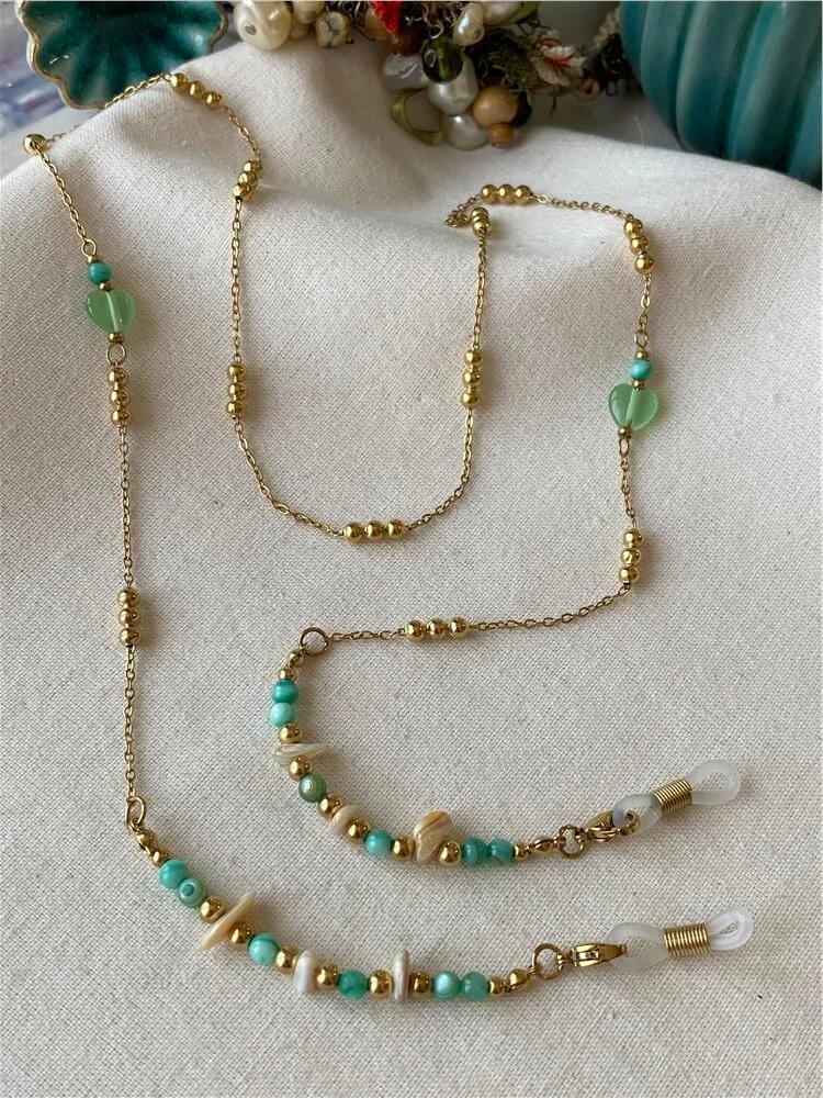 Çelik Dorikalı Yeşil Taşlı Gözlük Askısı