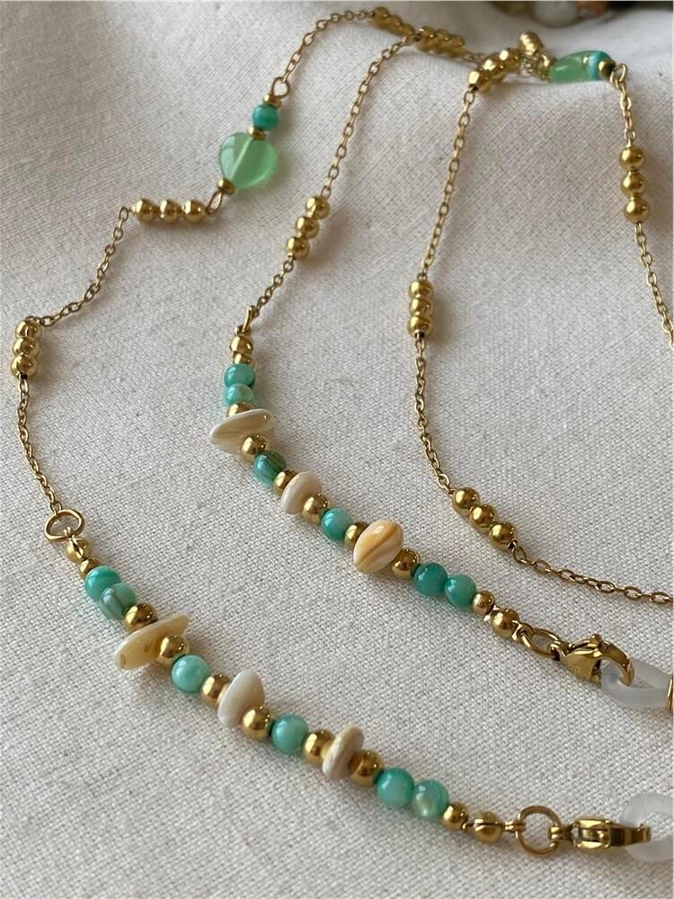 Çelik Dorikalı Yeşil Taşlı Gözlük Askısı