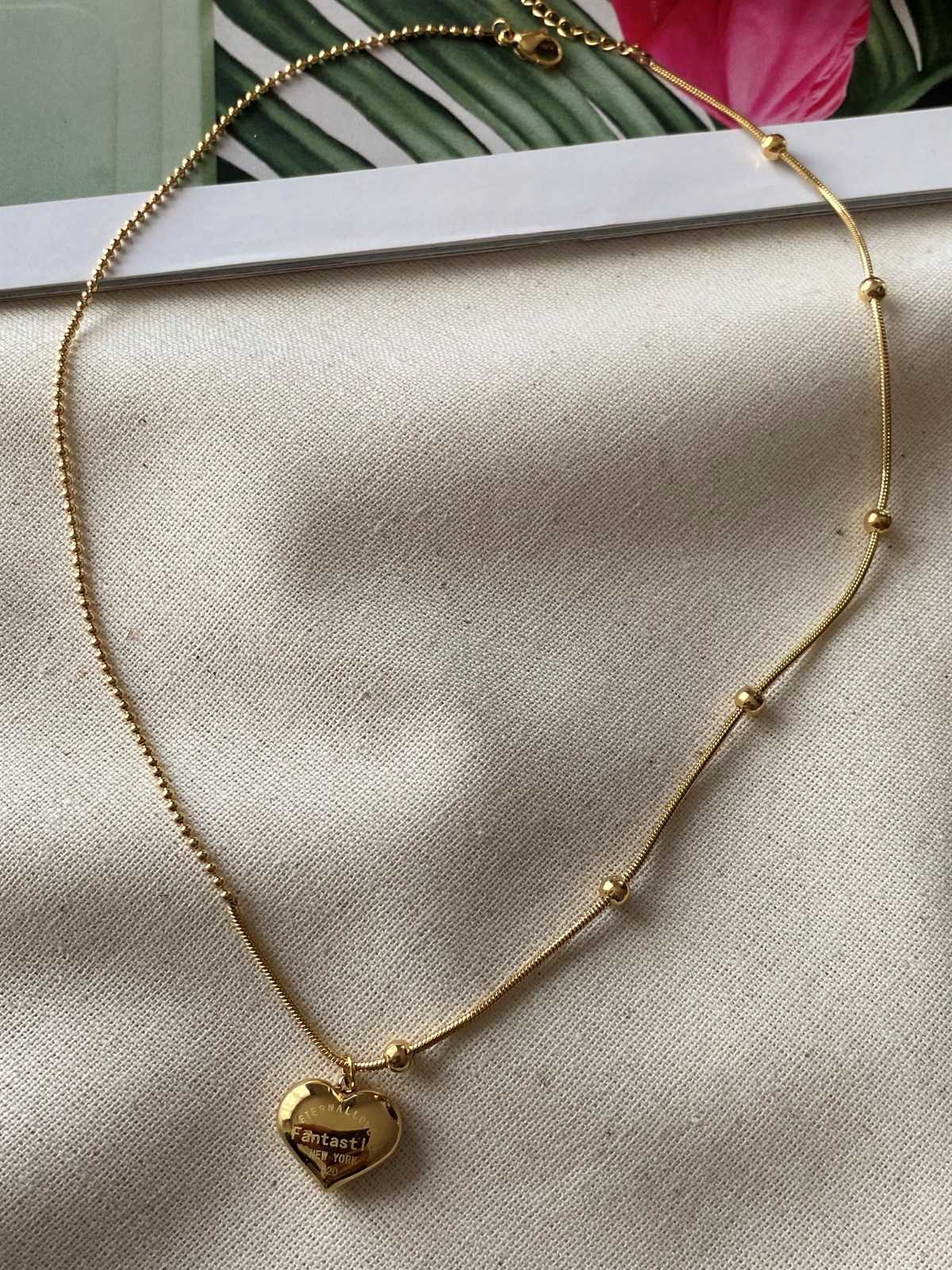 Çelik Dorikalı Zincir Kalp Kolye