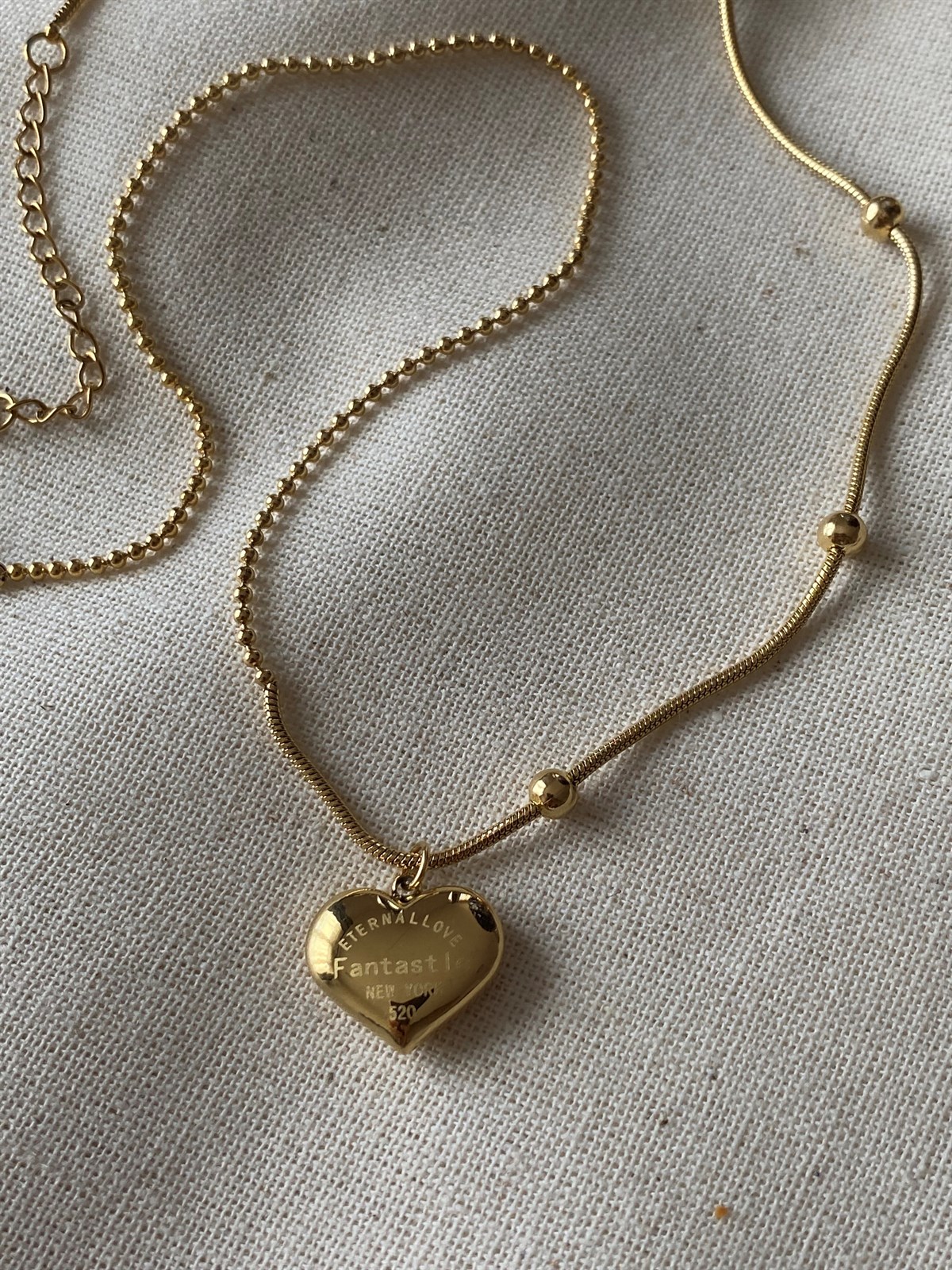 Çelik Dorikalı Zincir Kalp Kolye