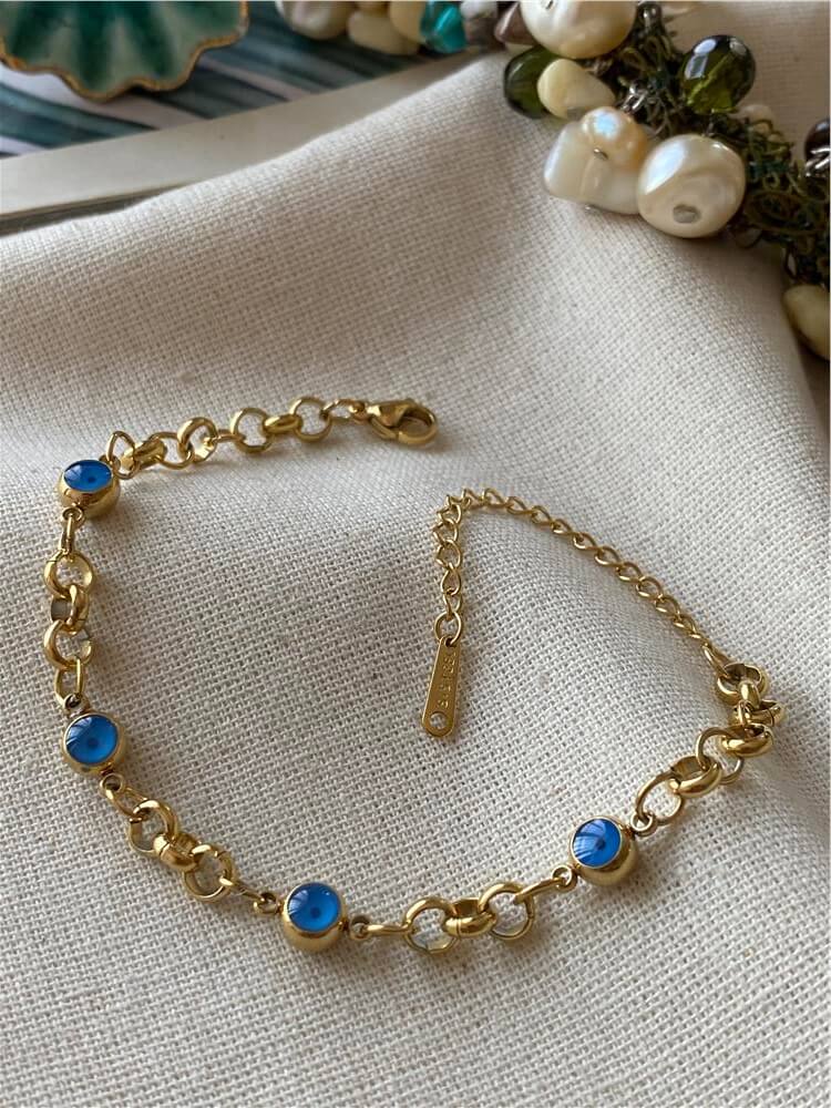 Çelik Dört Nazarlı Bileklik