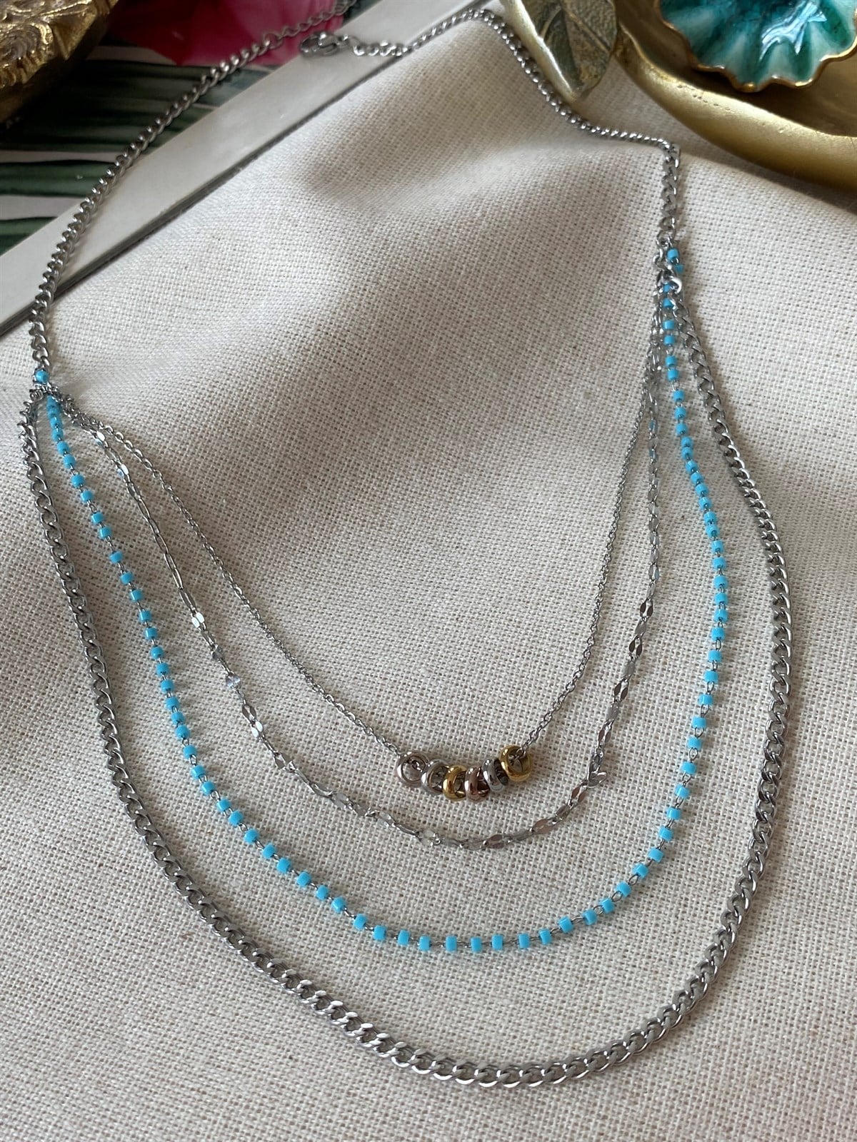 Çelik Dörtlü Silindirli Kolye