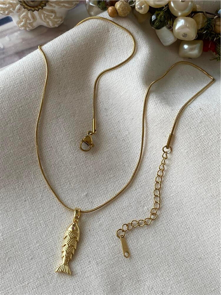 Çelik Gold Balık Kolye
