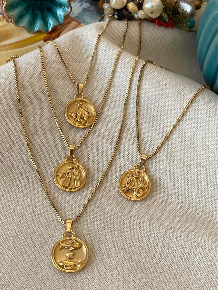 Çelik Gold Burç Kolye
