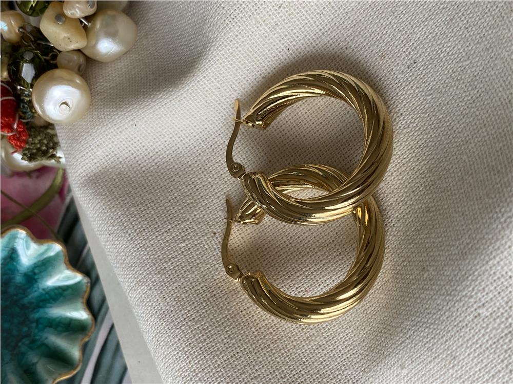 Çelik Gold Burgu Küpe