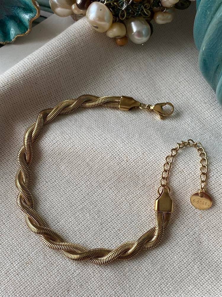 Çelik Gold Döngü Zincir Bileklik