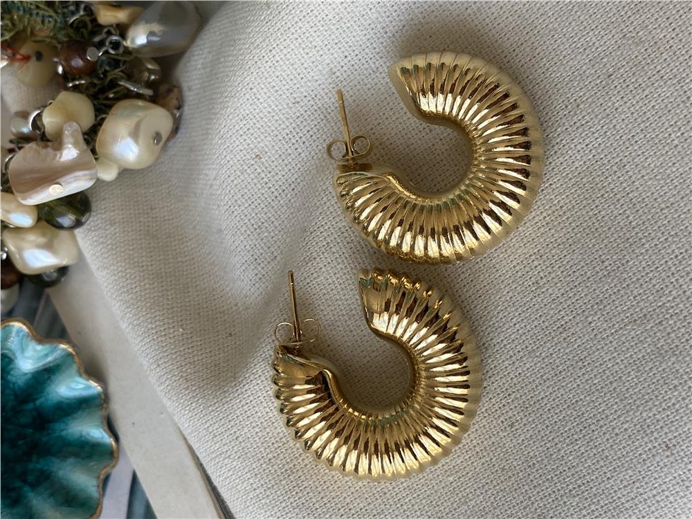 Çelik Gold Donut Küpe