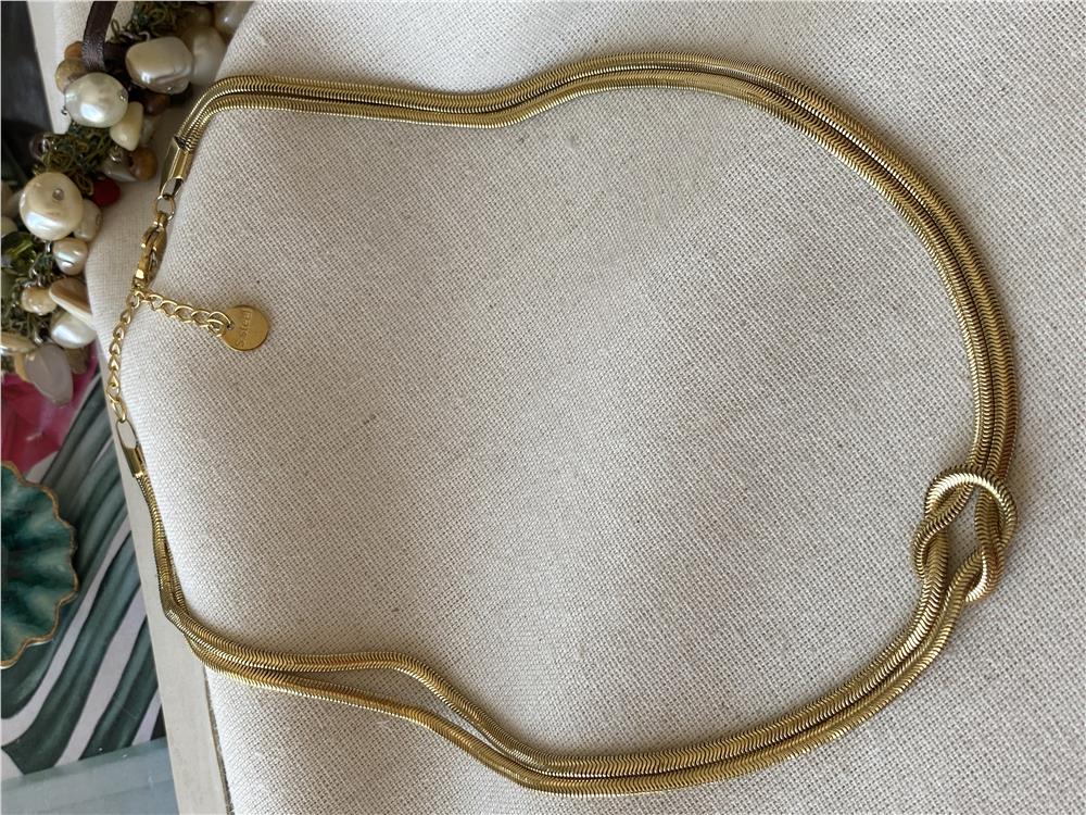 Çelik Gold Düğüm Kolye 
