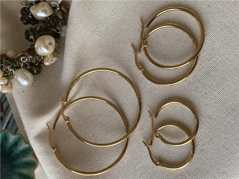 Çelik Gold Halka Set Küpe