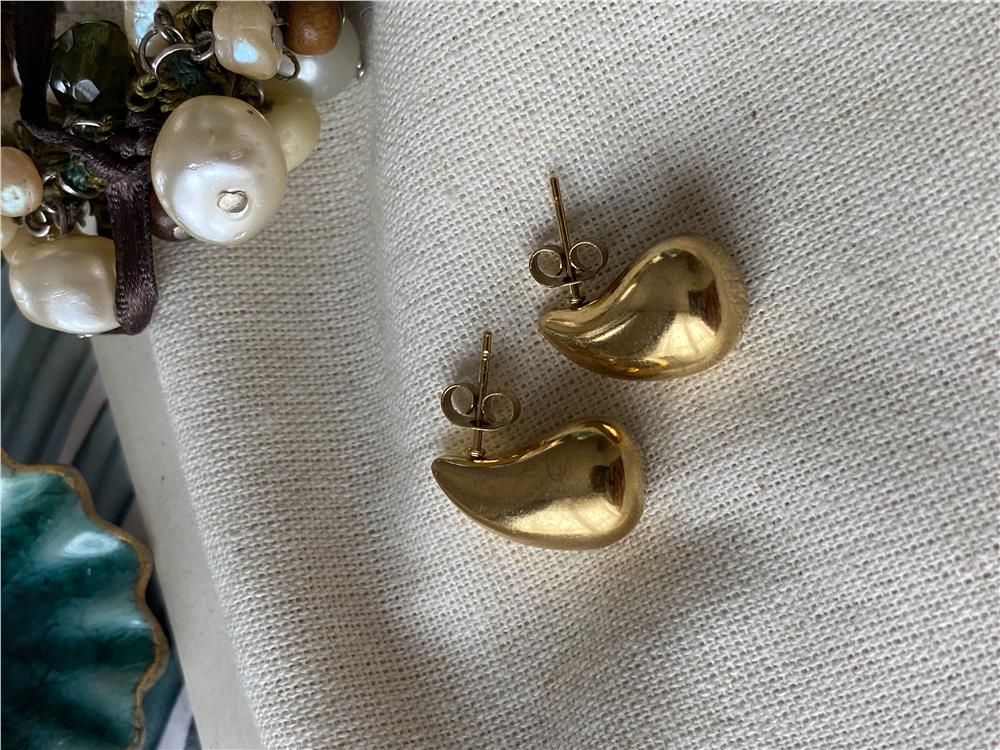 Çelik Gold Minimal Bubble Küpe