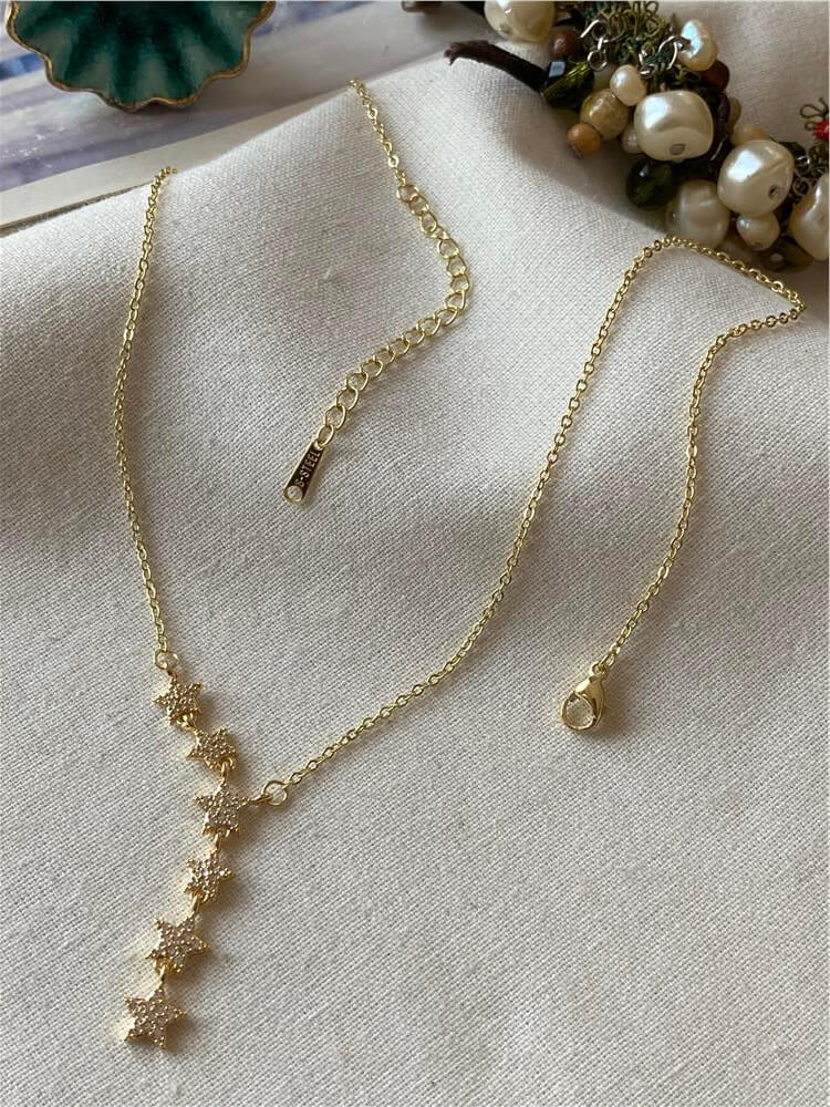 Çelik Gold Taşlı Yıldızlar Kolye