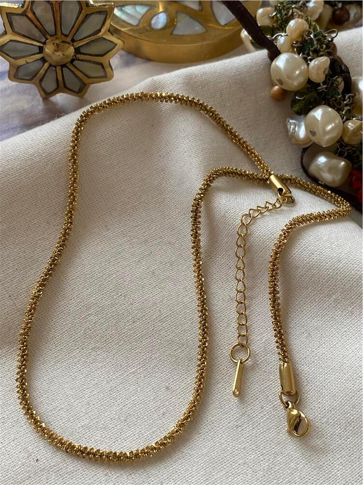 Çelik Gold Tırtıklı Zincir Kolye