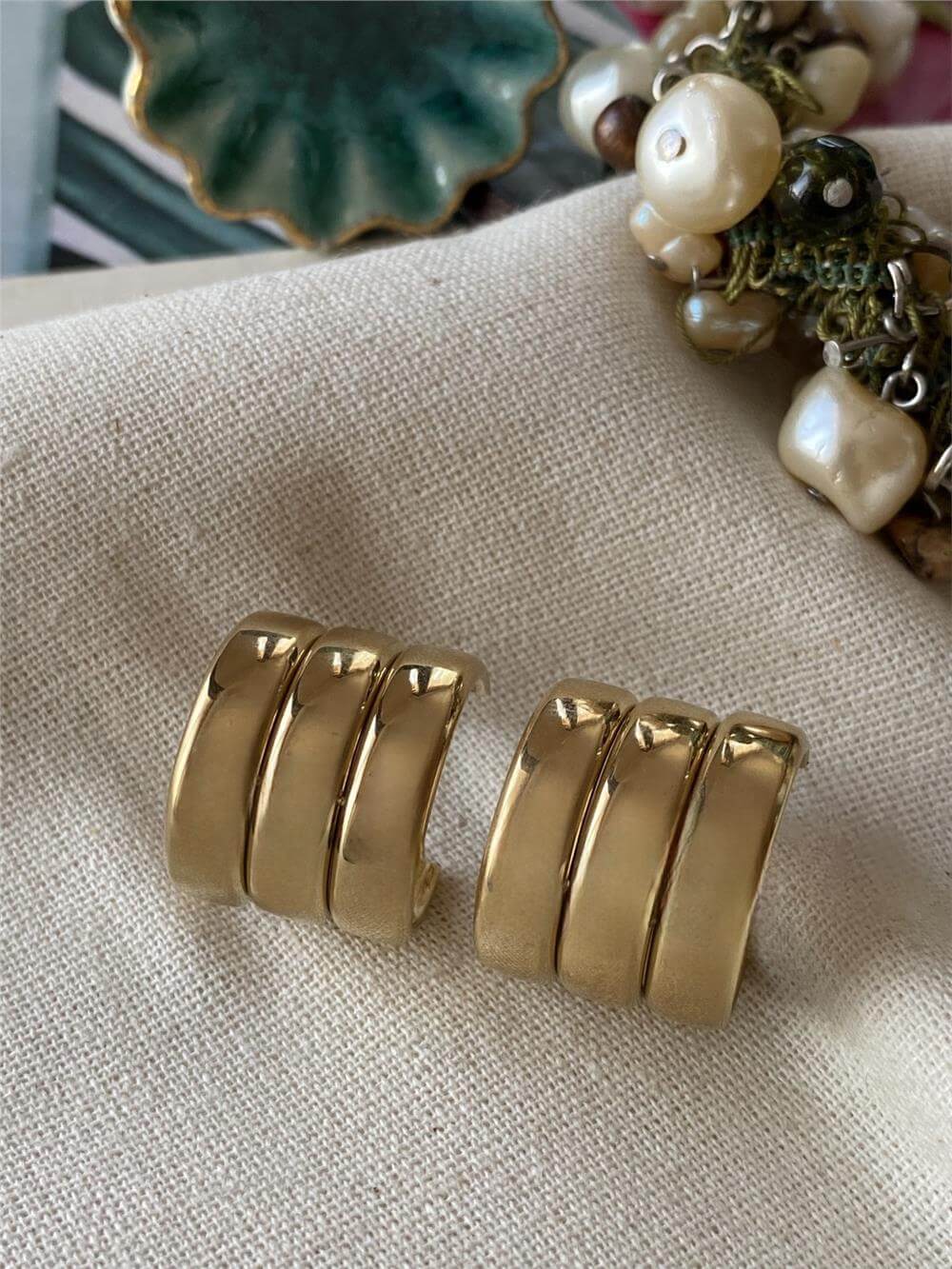 Çelik Gold Triline Bombe Küpe