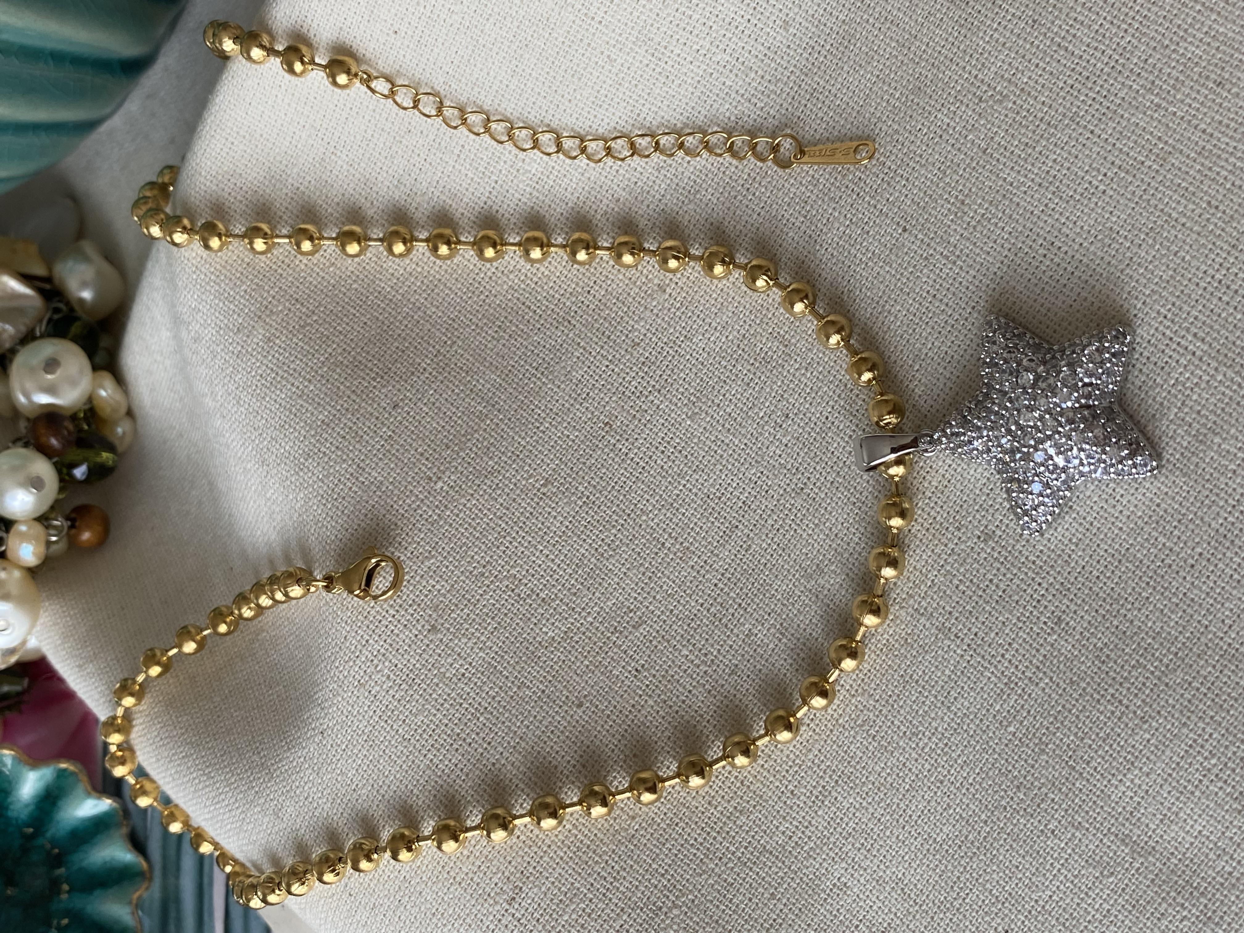 Çelik Gold&Silver Yıldız Kolye