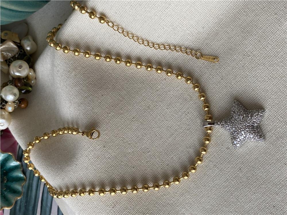 Çelik Gold&Silver Yıldız Kolye