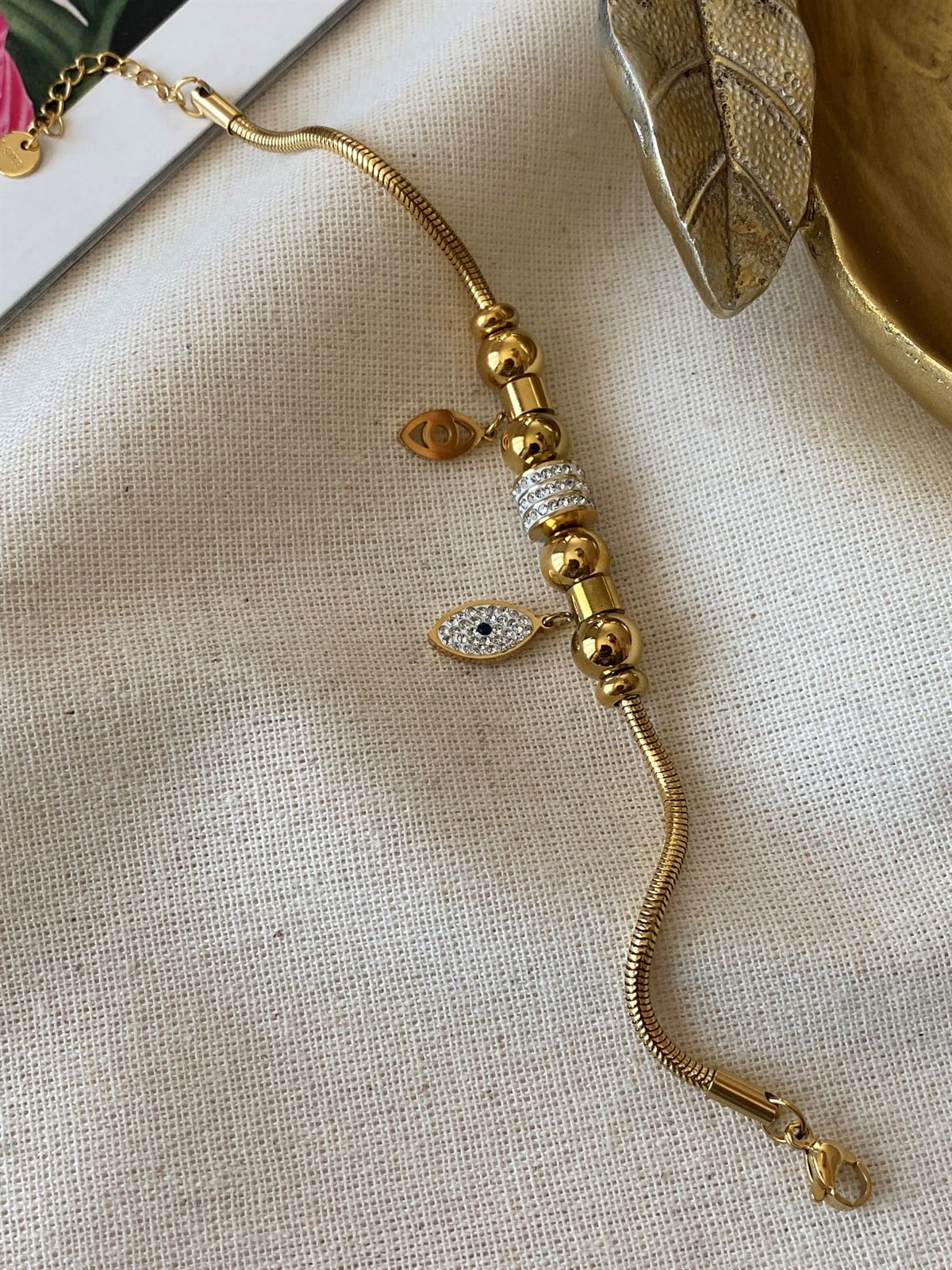 Çelik Göz Charmlı Bileklik